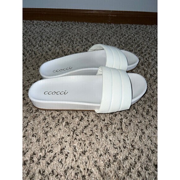 Ccocci white‎ slide sandals size 8 - Picture 2 of 5